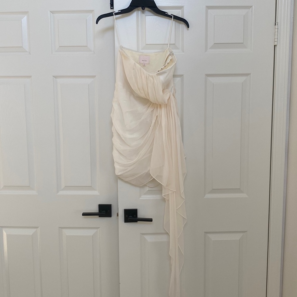 Cinq a Sept Yuka Draped Strapless Mini Dress